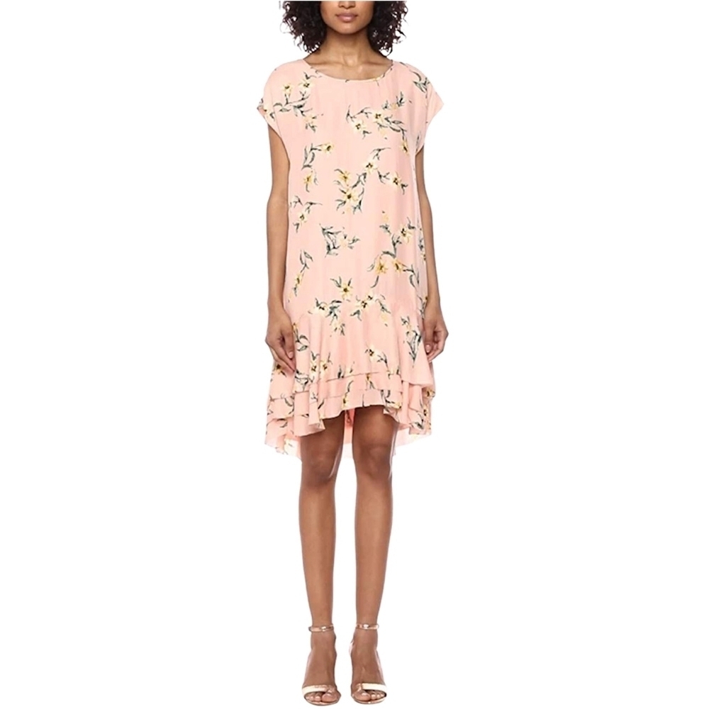 JOIE Blush Sand Pink Floral COREEN Tiered Silk Shift Dress.